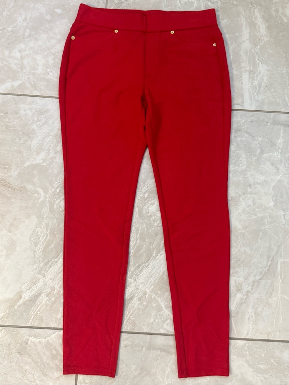 Michael Kors Red Jeggings with Gold Stud Details
